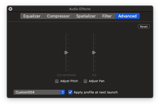 New advanced audio effects panel